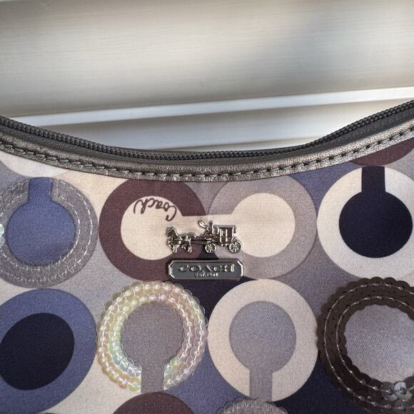 Coach Madison Sateen Demi Bag in the Op Art sequin blue/gray pattern - Picture 3 of 7